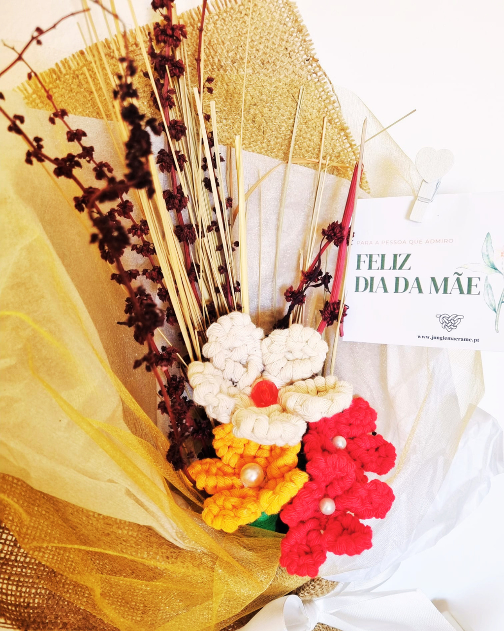 Ramo de Flores Dia da Mãe em Macramé