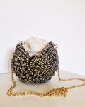 Bolsa Búzio Dourado e Preto | Macramé