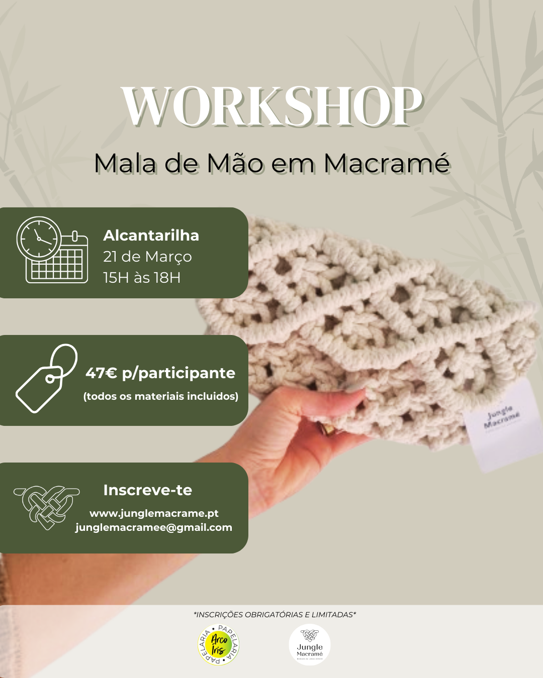 Workshop Mala de Mão em Macramé | Alcantarilha