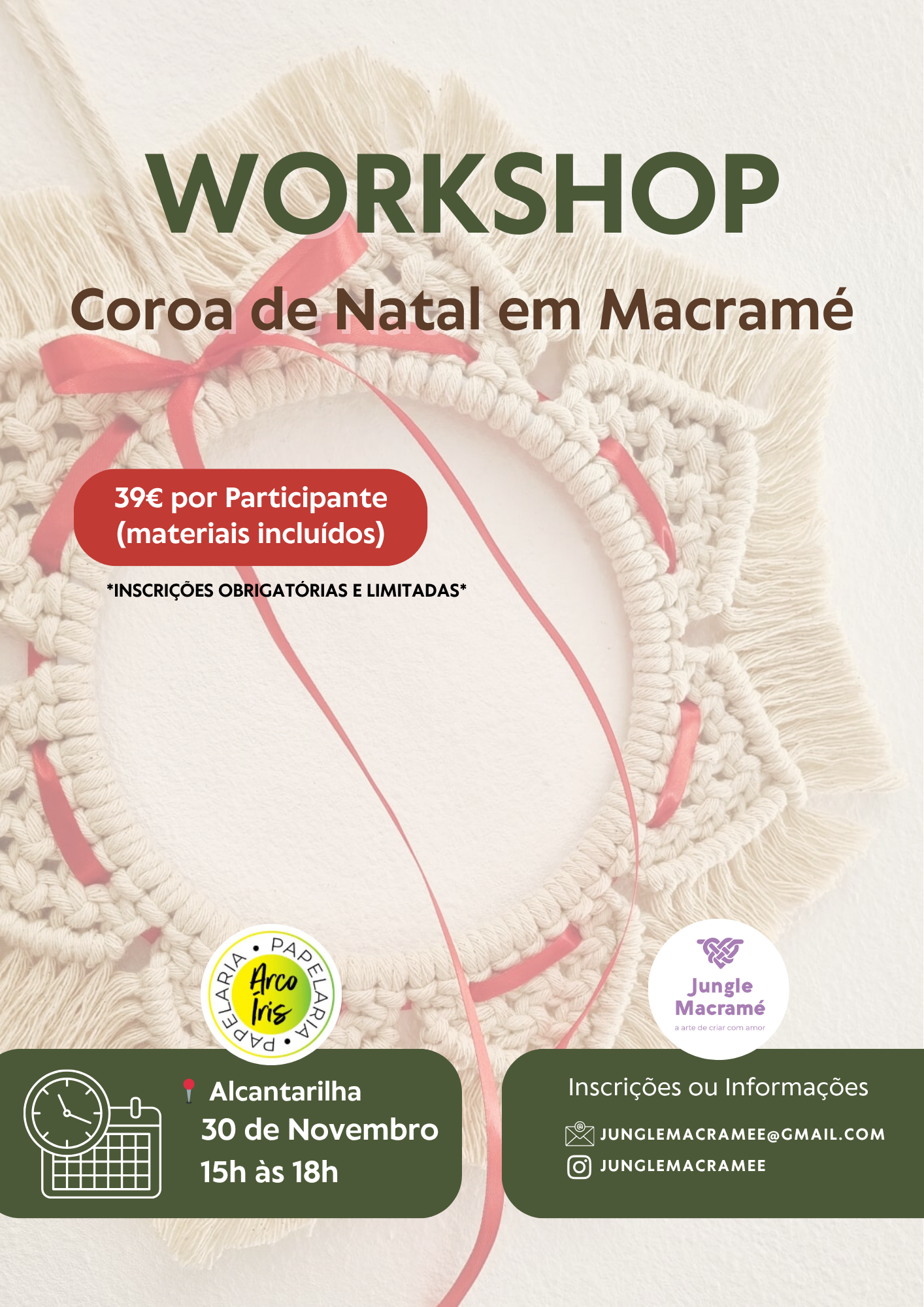 Workshop Coroa de Natal em Macramé 🎄 – Alcantarilha 30 de Novembro