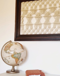 Quadro Vintage Mogno com Algodão Entrançado Artesanal