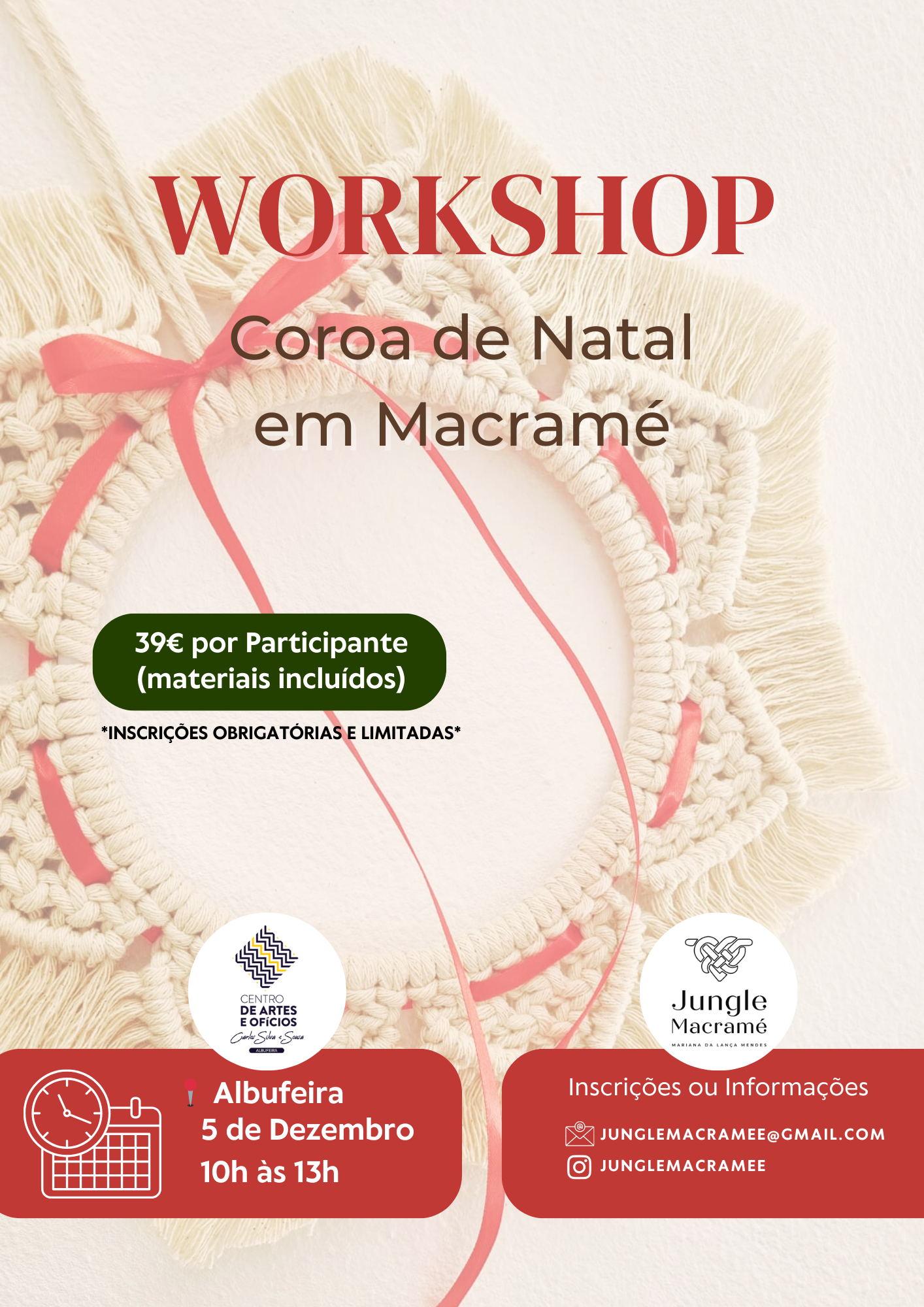 Workshop Coroa de Natal em Macramé 🎄 – Albufeira, 5 de Dezembro