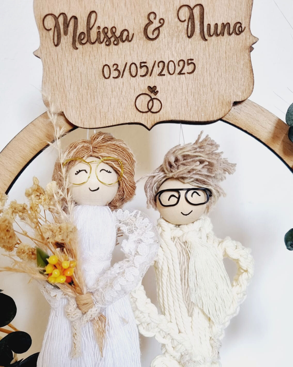Topo de Bolo Noivos em Macramé Personalizado