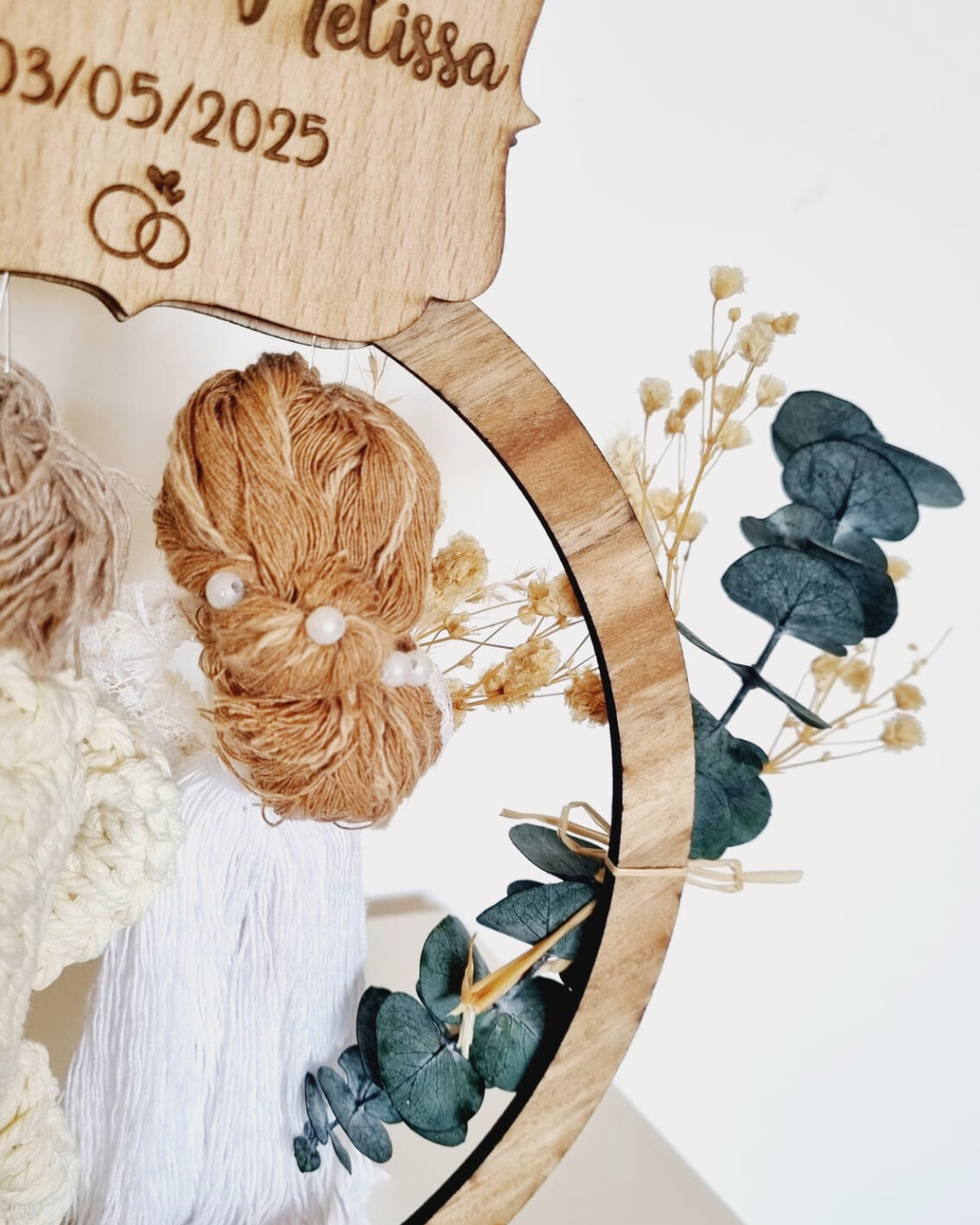 Topo de Bolo Noivos em Macramé Personalizado