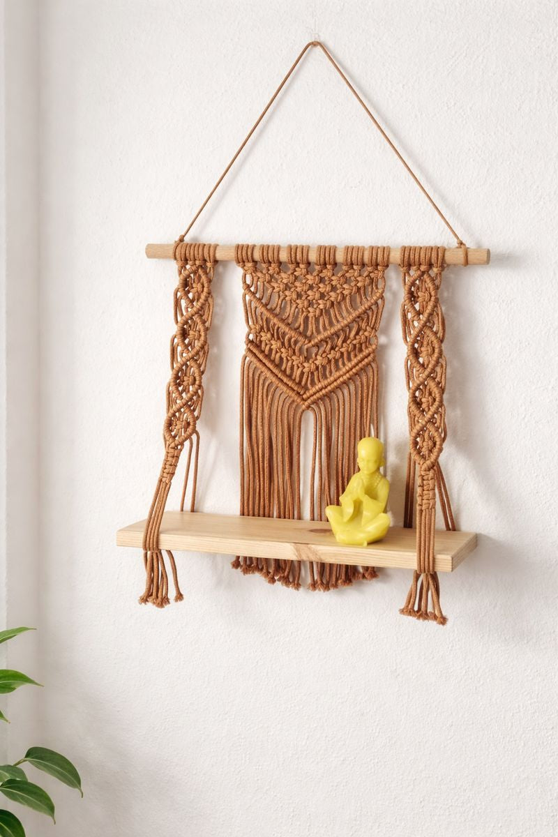 Prateleira de Parede em Macramé 40x43cm | Algodão 100%