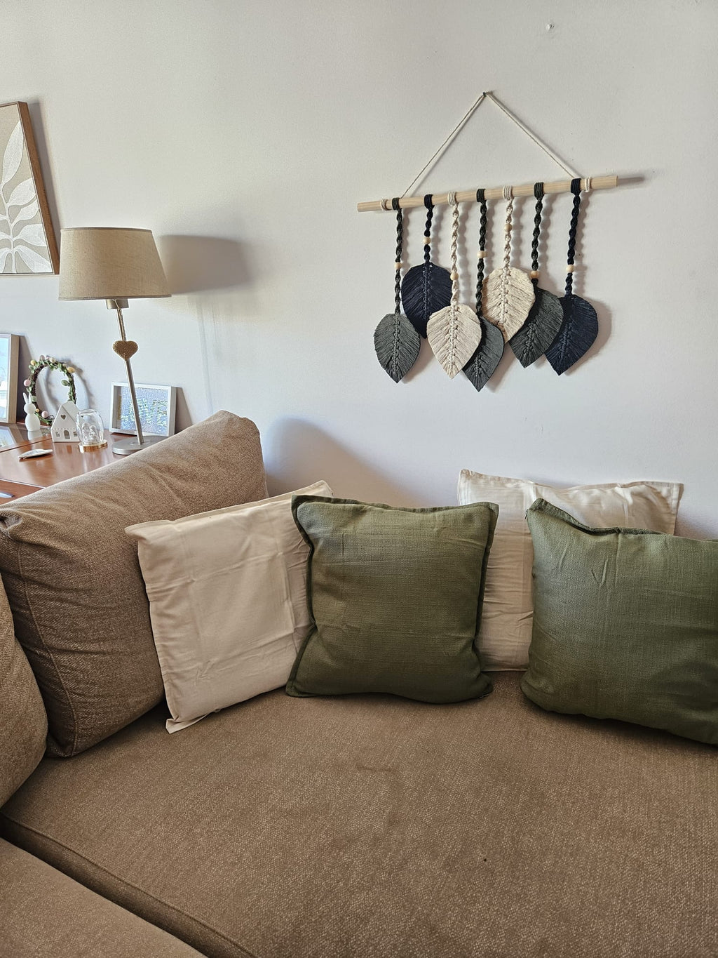 Painel Folhas em Macramé | 60x45cm