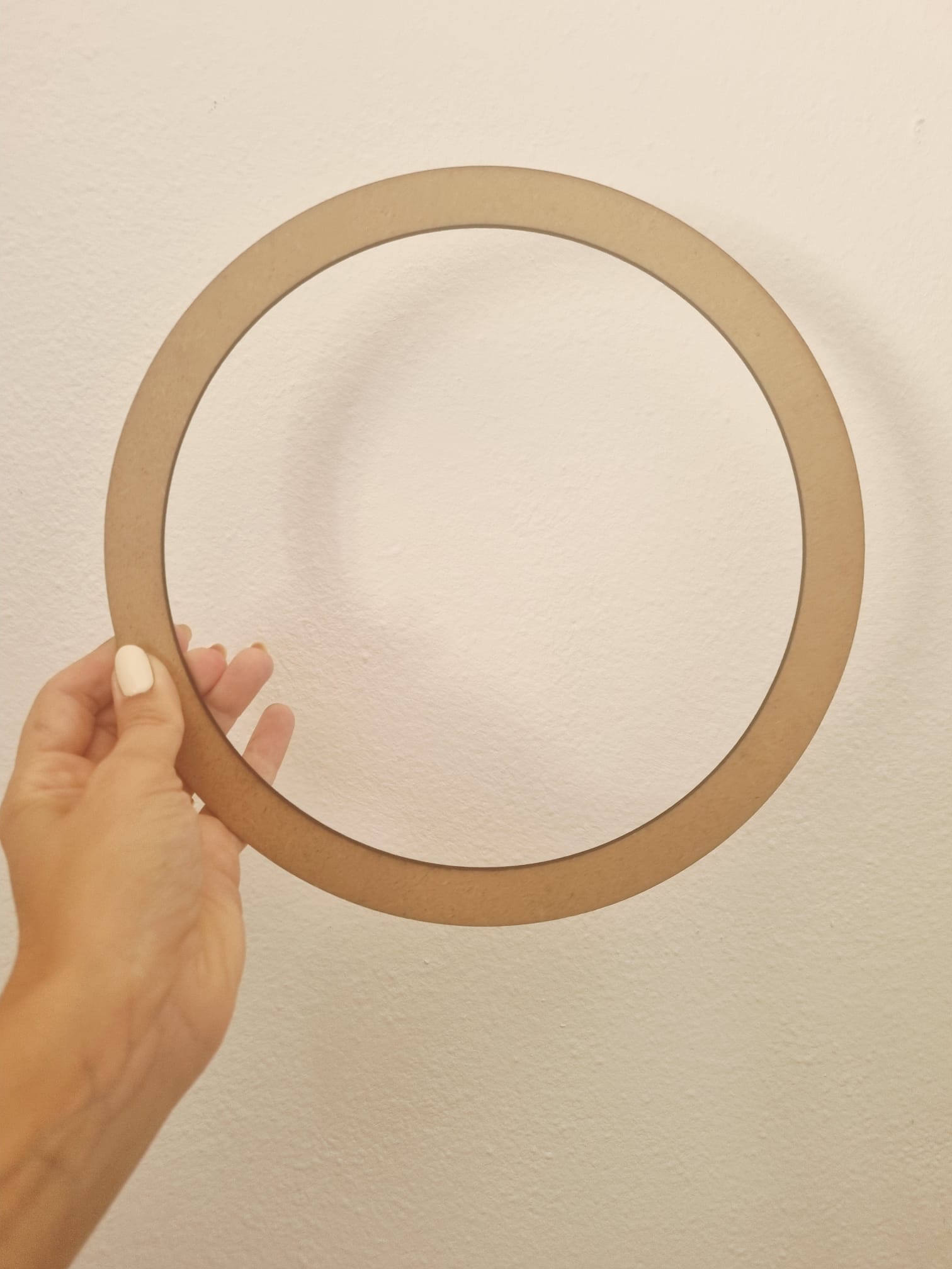 Aro pequeno em MDF 25cm para espelhos em macramé