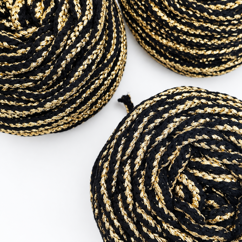 Detalhe do fio preto e dourado melhorado