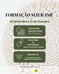 Cartaz da Formação Macramé Presencial em Alcantarilha — 23 Setembro a 21 Outubro, quartas-feiras das 18h às 20h30 | Jungle Macramé