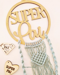 Placa Decorativa Super Pai em Macramé | Presente Dia do Pai Artesanal